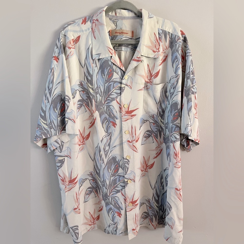 Tommy Bahama Floral Vintage Button Down 100% Silk Mens XXL